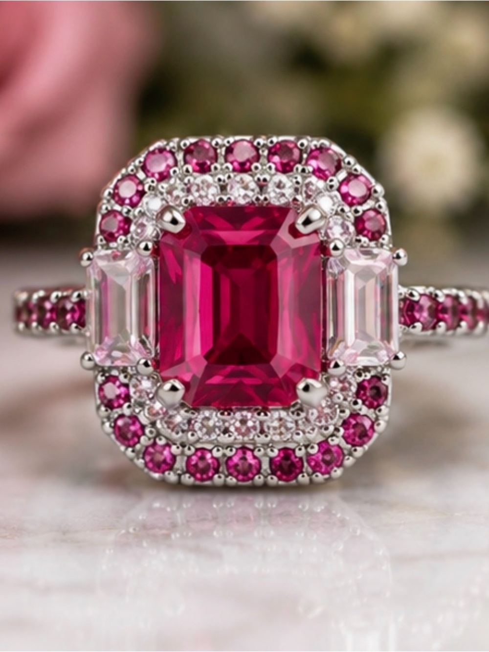Bomb Party “Mesmerized by Her Beauty” Lab Ruby Corundum Ring – Size 9 – NWOT